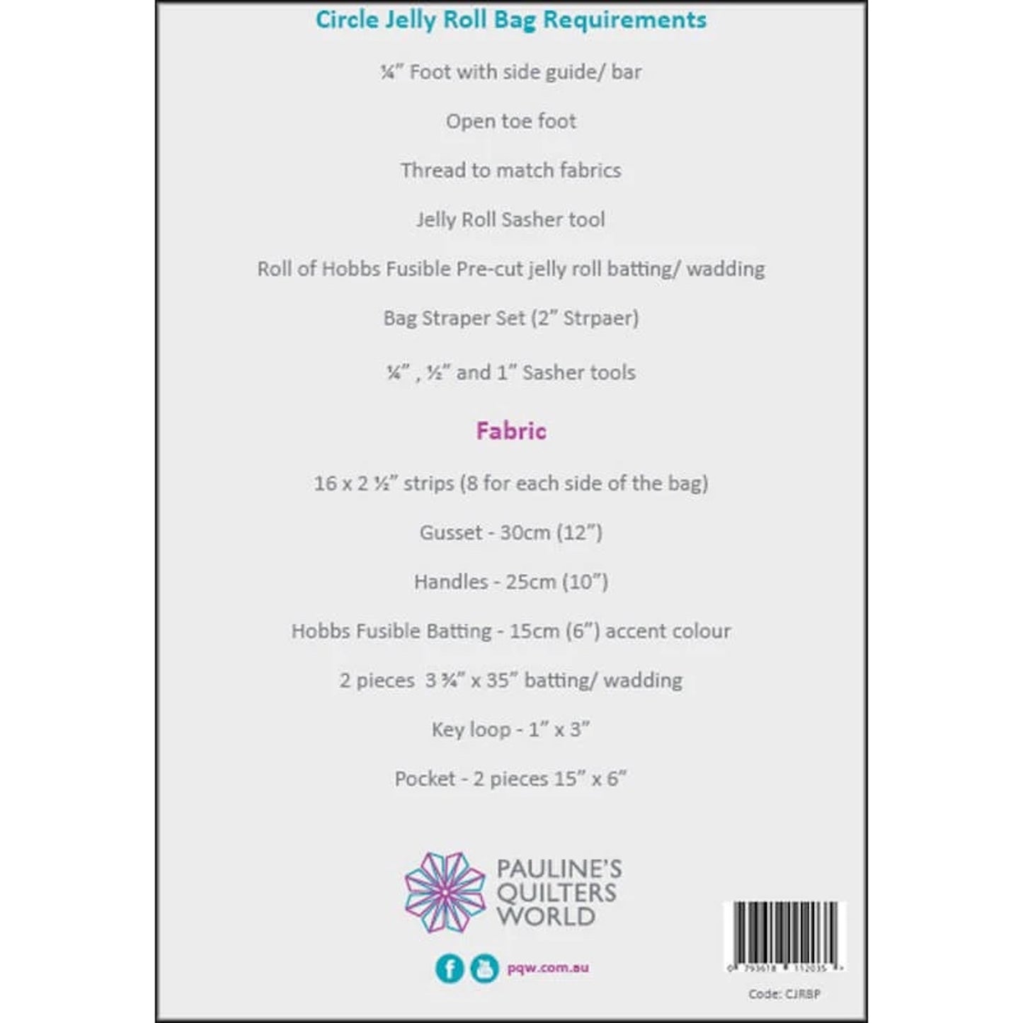 Circle Jelly Roll Bag Pattern