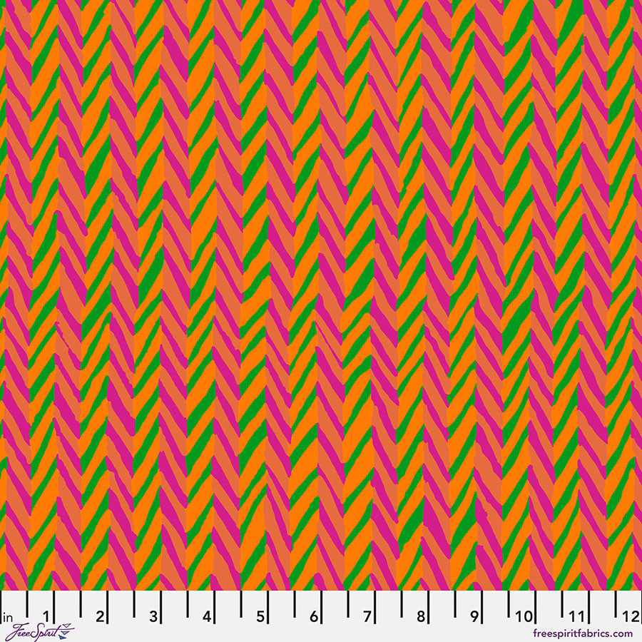 Kaffe Fassett February 2026- Orange Herringbone Stripe: Sold by the 1/2 yard