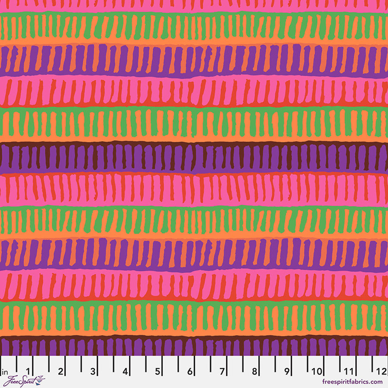 Kaffe Fassett Collective August 2025- Red Zipper Stripe: Sold by the 1/2 yard