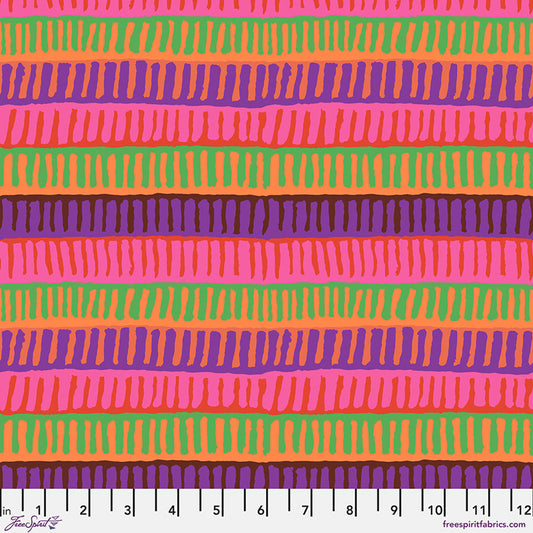 Kaffe Fassett Collective August 2025- Red Zipper Stripe: Sold by the 1/2 yard