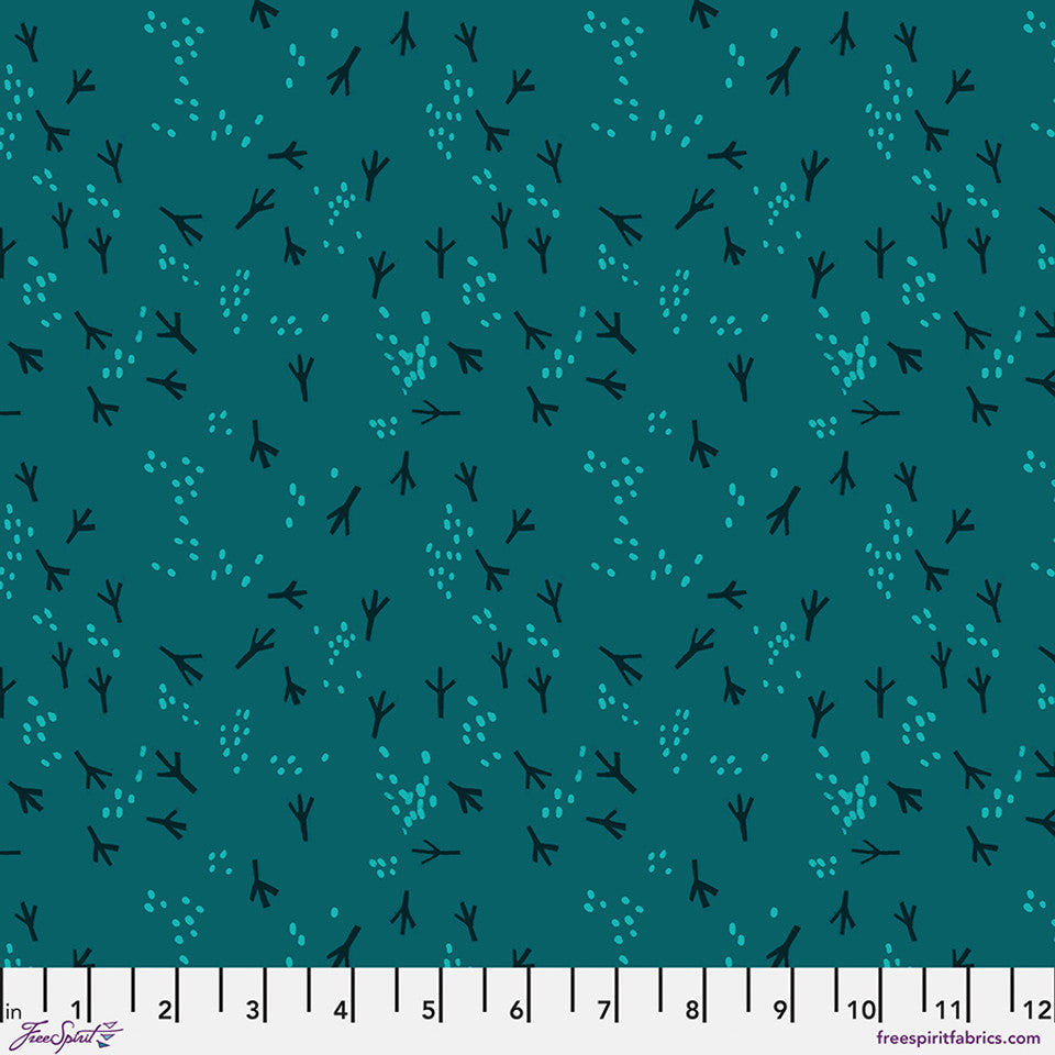 What the Birds Said- Teal Fancy Feet: Sold by the 1/2 yard
