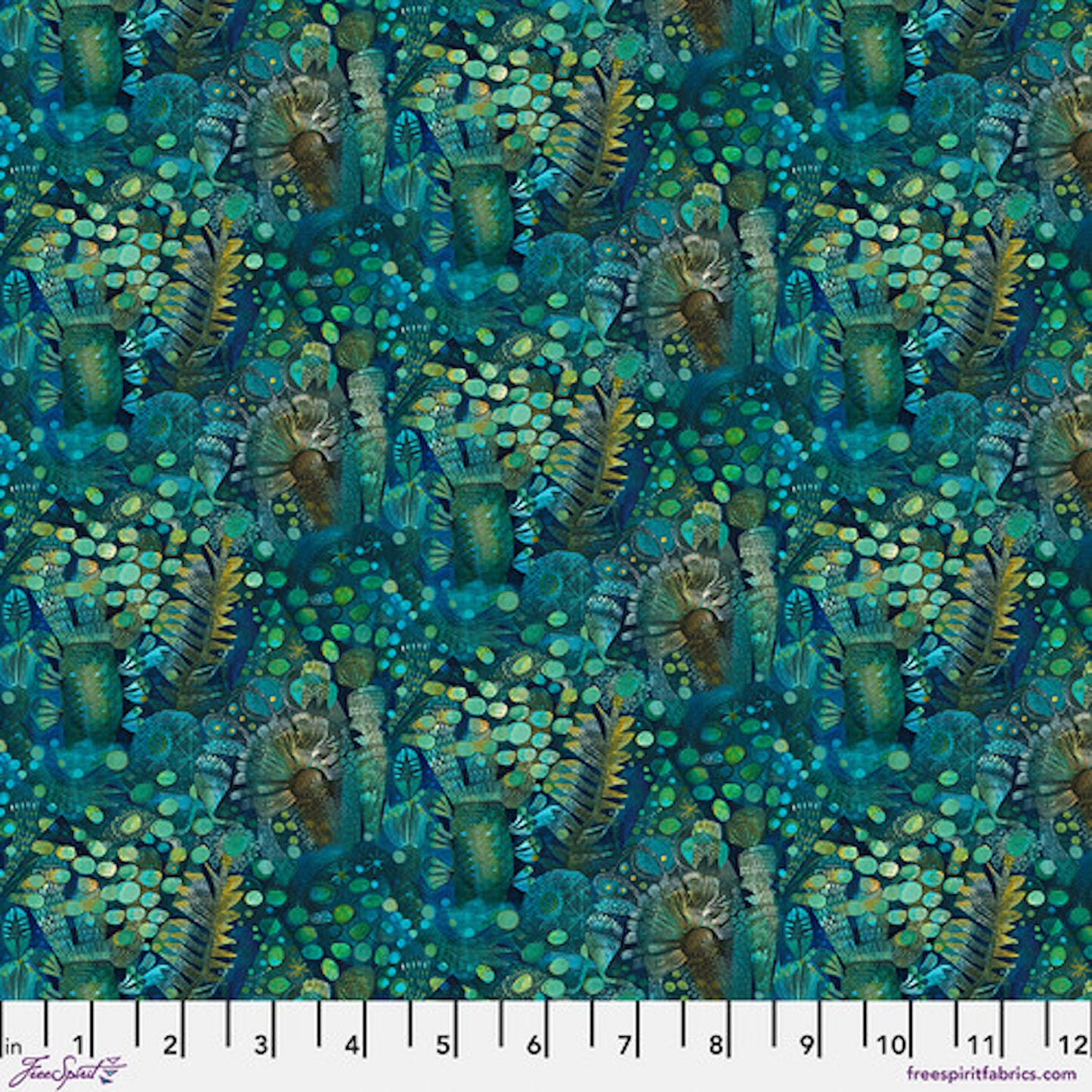 L'Heure Bleue- Emerald Aquatique: Sold by the 1/2 yard
