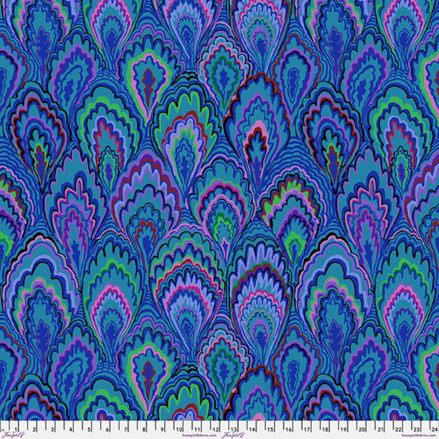 Kaffe Fassett Collective February 2025- Blue Marble Scallops: Sold by the 1/2 yard
