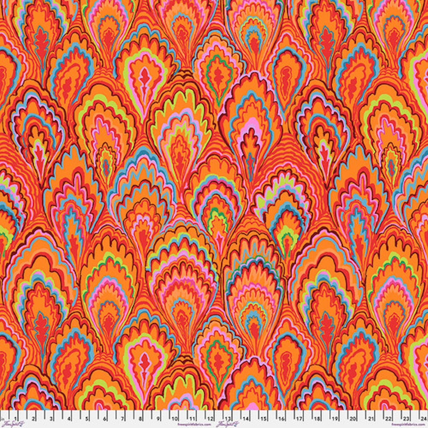 Kaffe Fassett Collective February 2025- Red Marble Scallops: Sold by the 1/2 yard