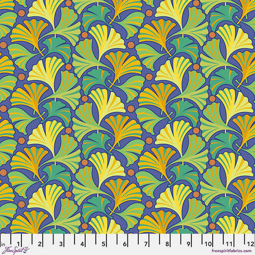 Flower Dance- Small Ginkgo Multi: Sold by the 1/2 yard
