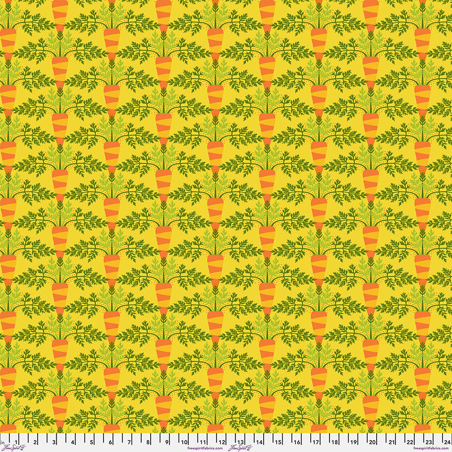 Vegetable Patch- Yellow Sm Carrot: Sold by the 1/2 yard