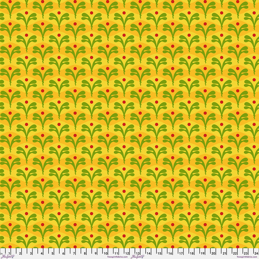 Vegetable Patch- Yellow Sprout: Sold by the 1/2 yard