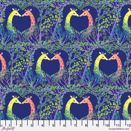 Love in the Wild- Blue Love in the Trees: Sold by the 1/2 yard