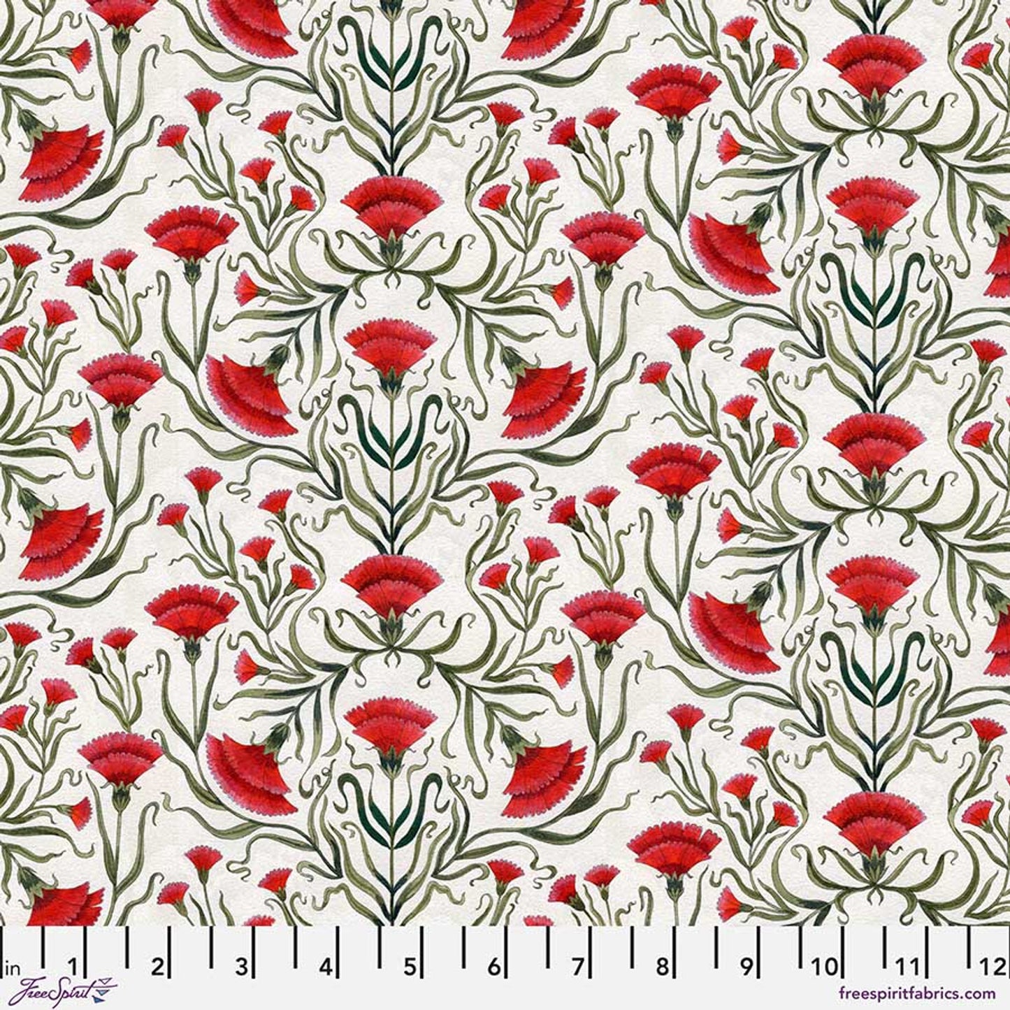 Nocturnal Creatures- White Carnation: Sold by the 1/2 yard