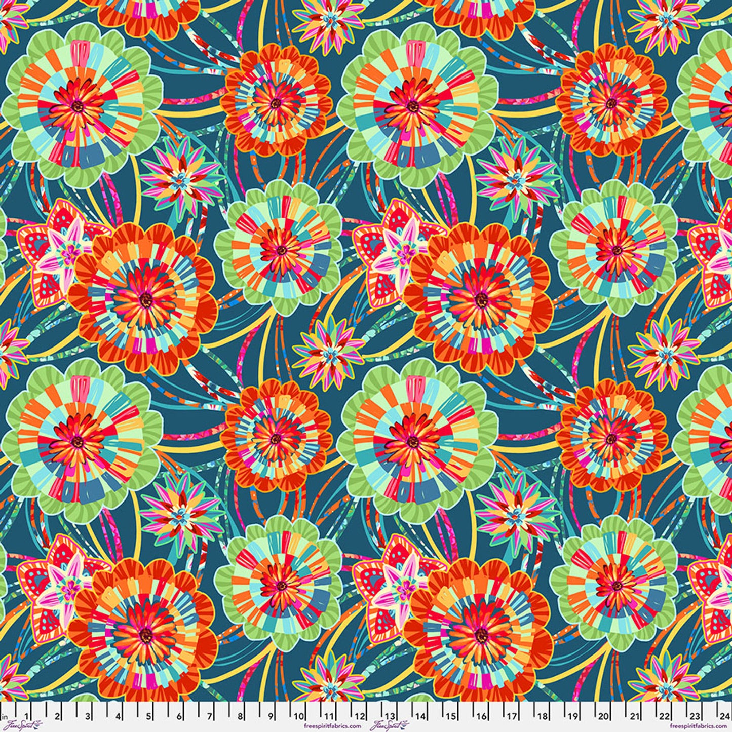 Festival- Blue Rosettes: Sold by the 1/2 Yard