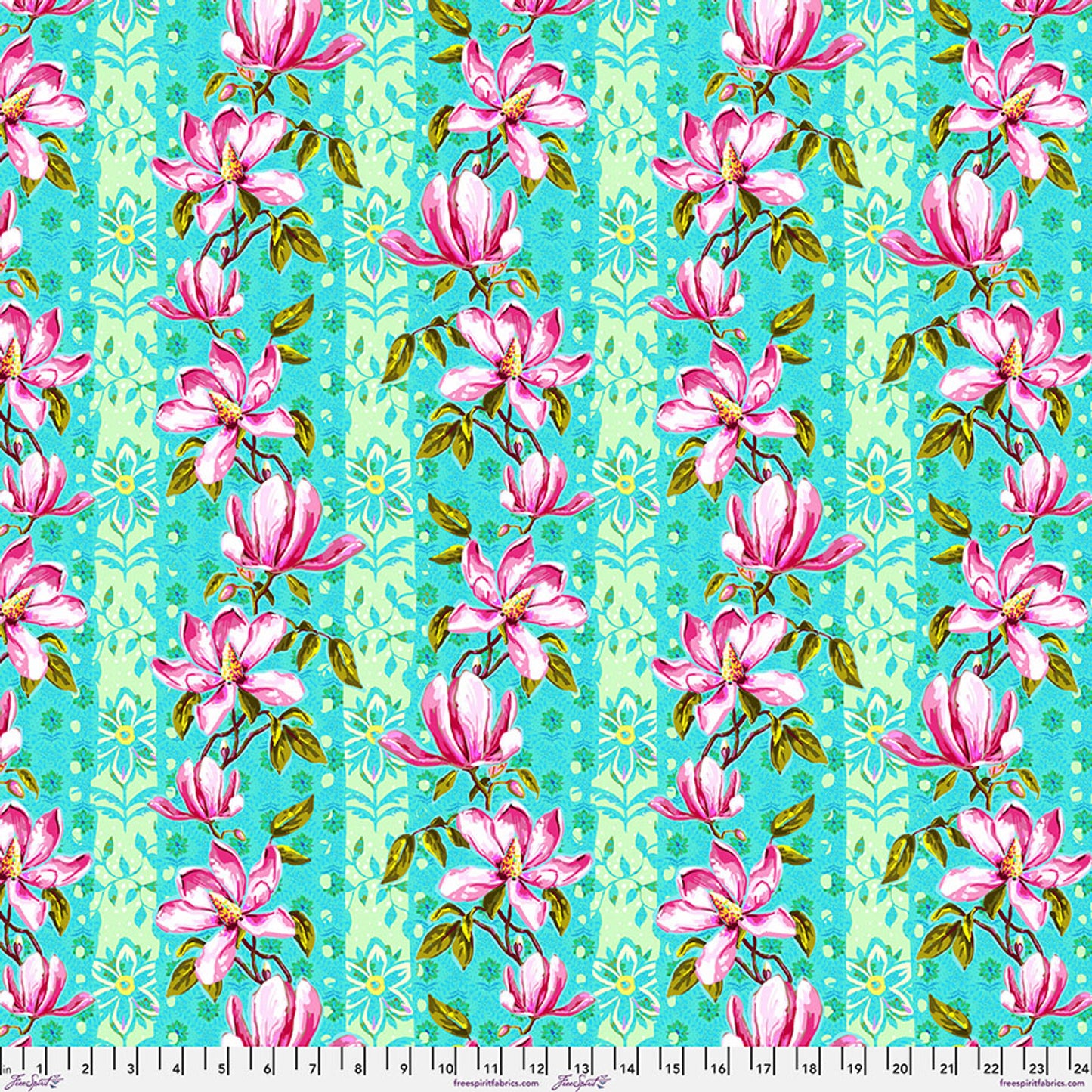 Festival- Blue Magnolias: Sold by the 1/2 Yard