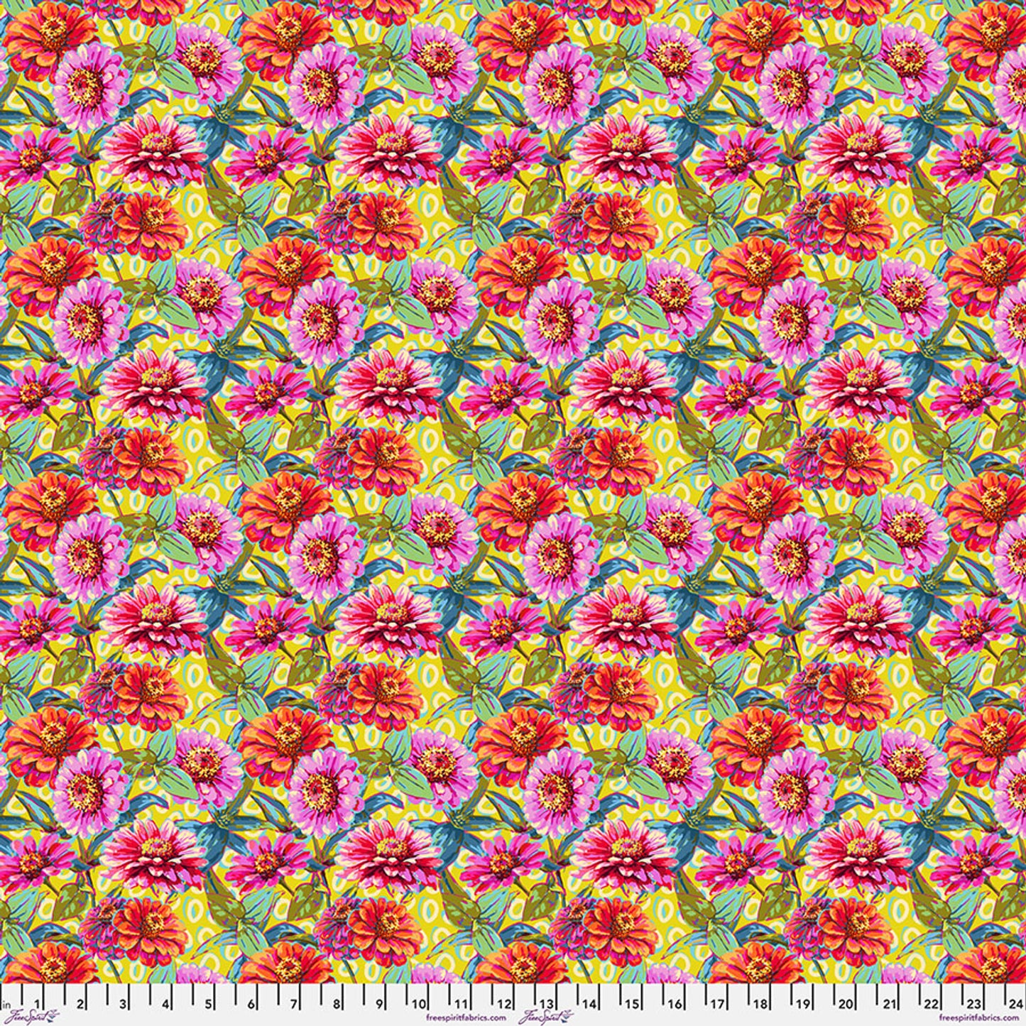 Festival- Green Sm Zinnias: Sold by the 1/2 Yard