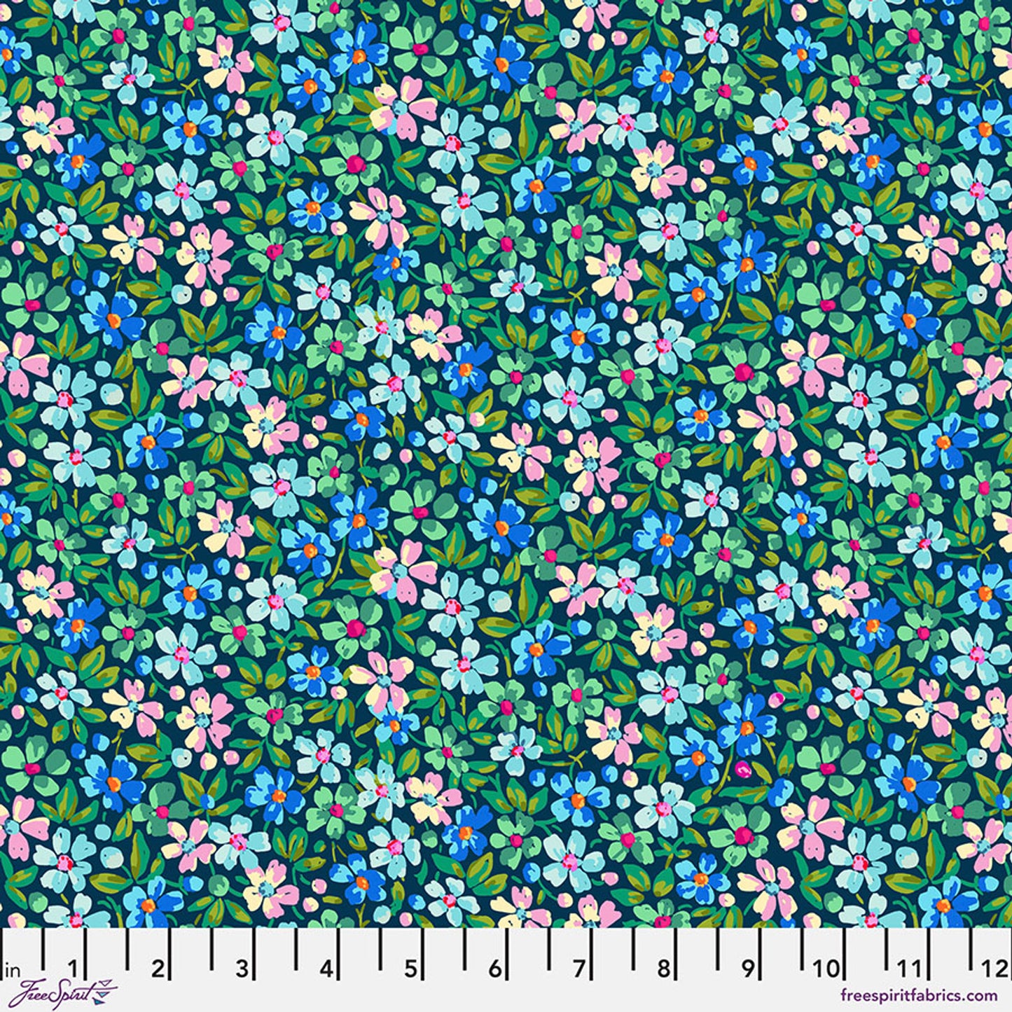 Festival- Blue Myosotis: Sold by the 1/2 Yard