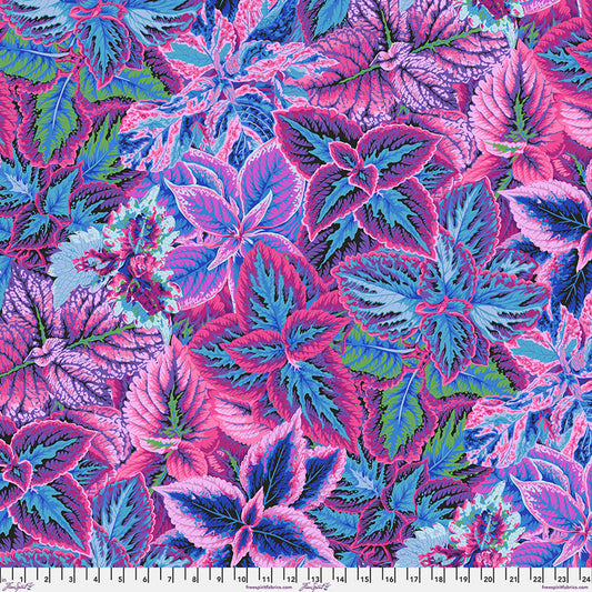 Kaffe Fassett Collective August 2025- Blue Bold Leaves: Sold by the 1/2 yard