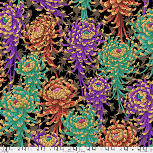 Kaffe Fassett Collective August 2025- Dark Spider Mums: Sold by the 1/2 yard