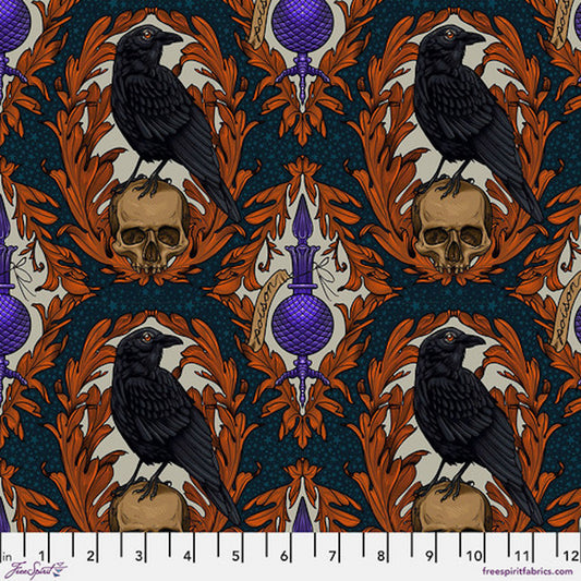 Mystic Moonlight- Multi Crow Damask: Sold by the 1/2 yard.