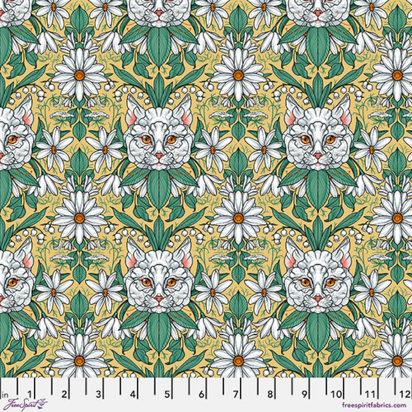 Garden Bed- Yellow Cat Flower: Sold by the 1/2 yard.