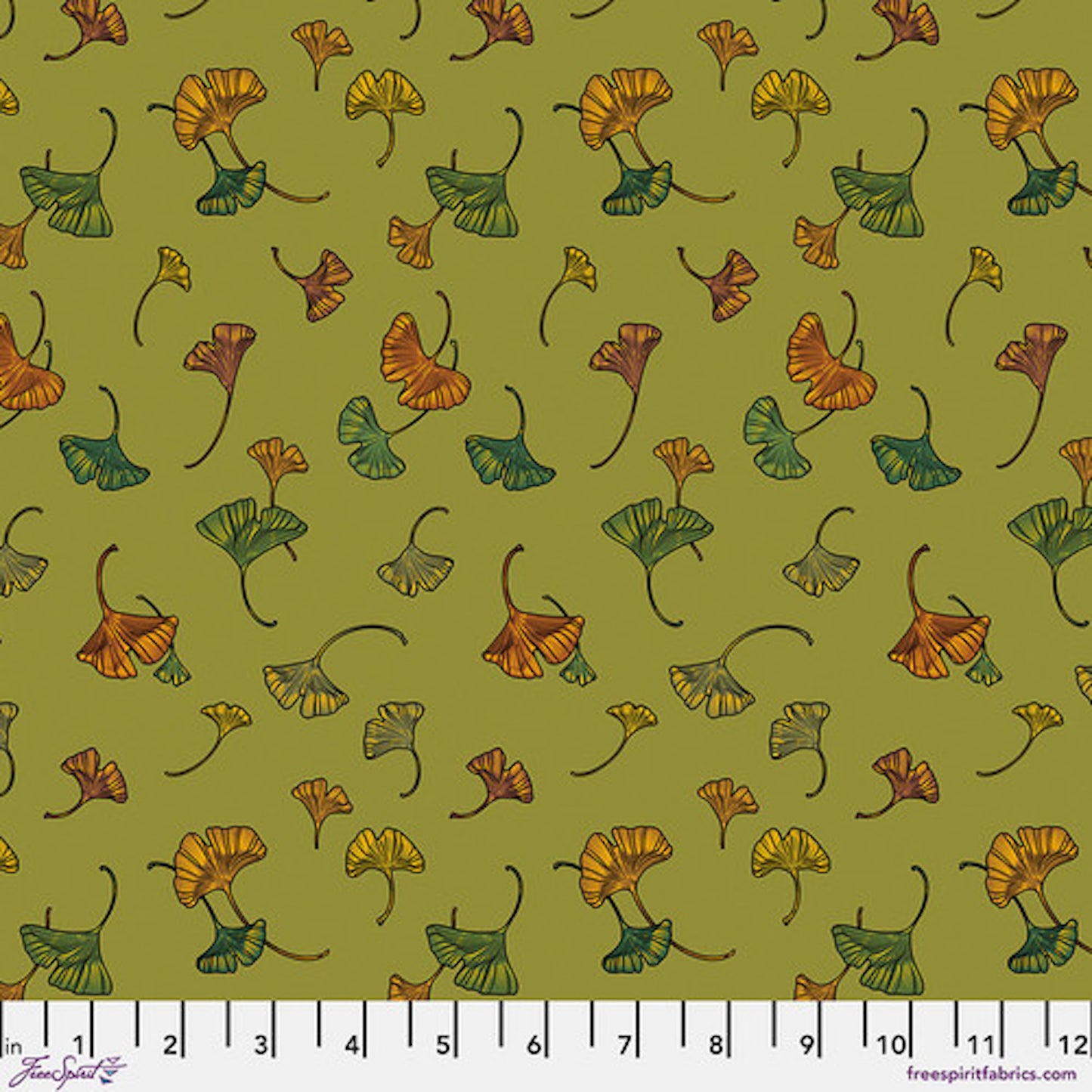 Garden Bed- Green Gingko: Sold by the 1/2 yard.