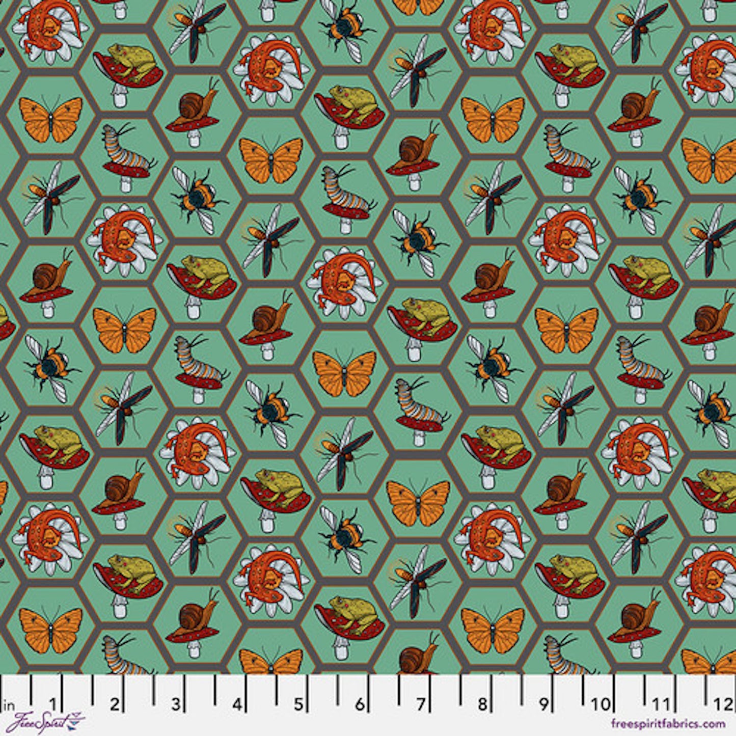 Garden Bed- Mint Grid: Sold by the 1/2 yard.