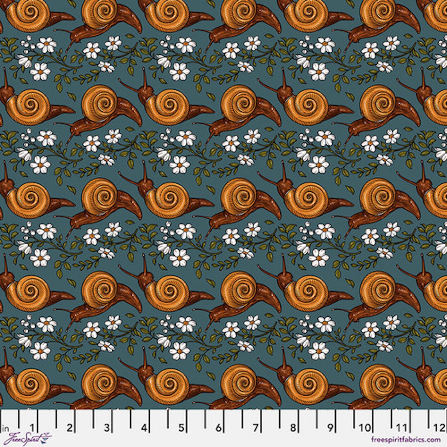 Garden Bed- Turquoise Snail Stripe: Sold by the 1/2 yard.