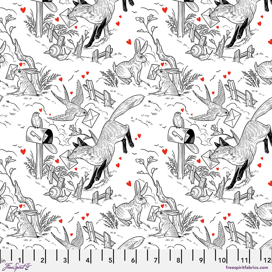 Love Letters- White Toile: Sold by the 1/2 yard