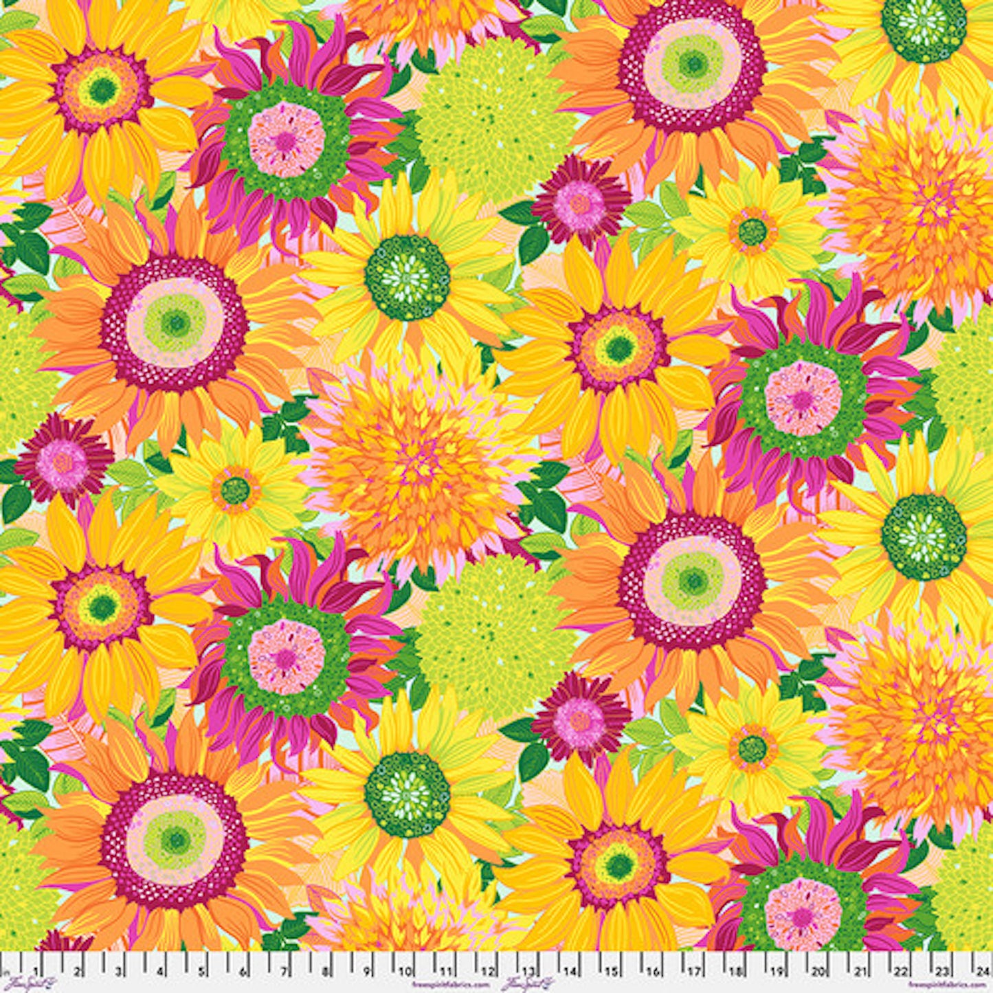 La Dolce Vita- Multi Sunflowers: Sold by the 1/2 yard.