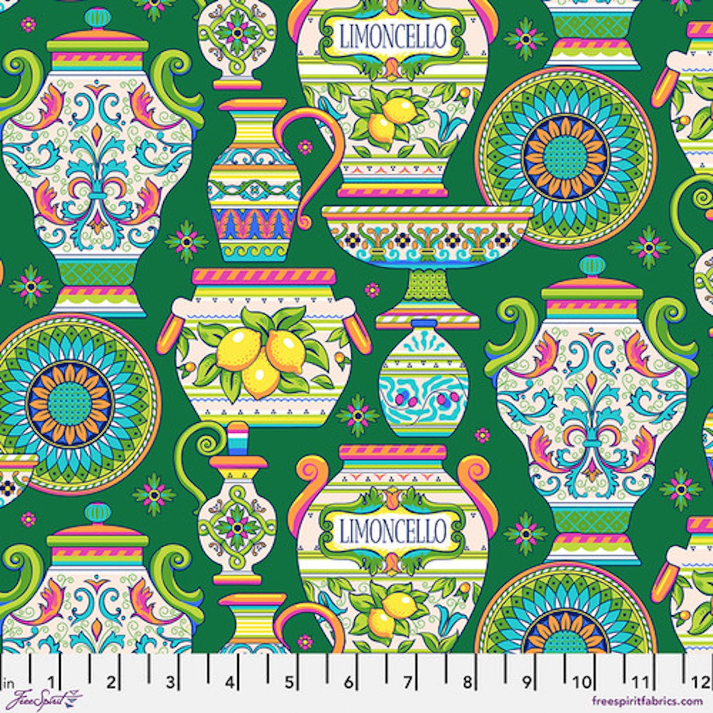 La Dolce Vita- Green Lg Majolica: Sold by the 1/2 yard.
