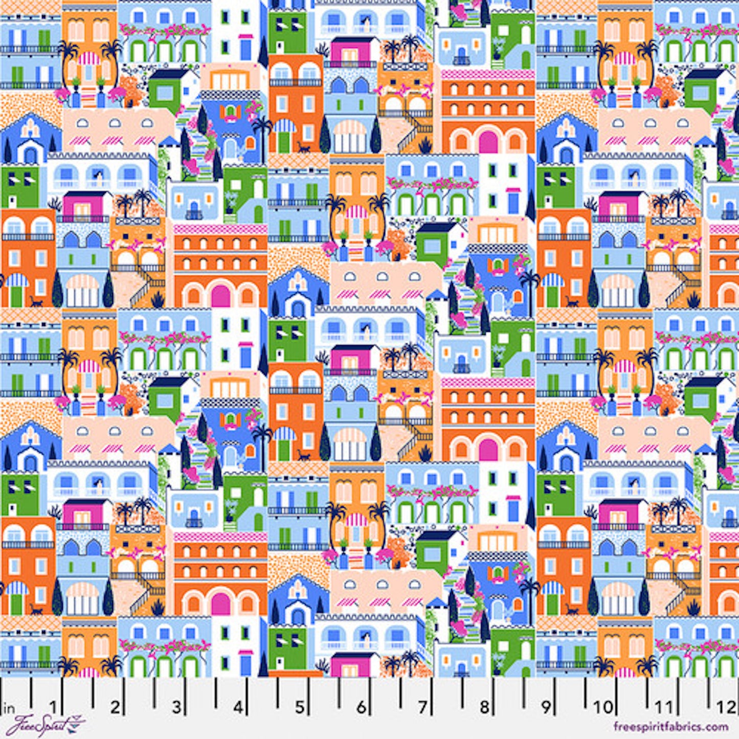 La Dolce Vita- Multi Amalfi Coast: Sold by the 1/2 yard.