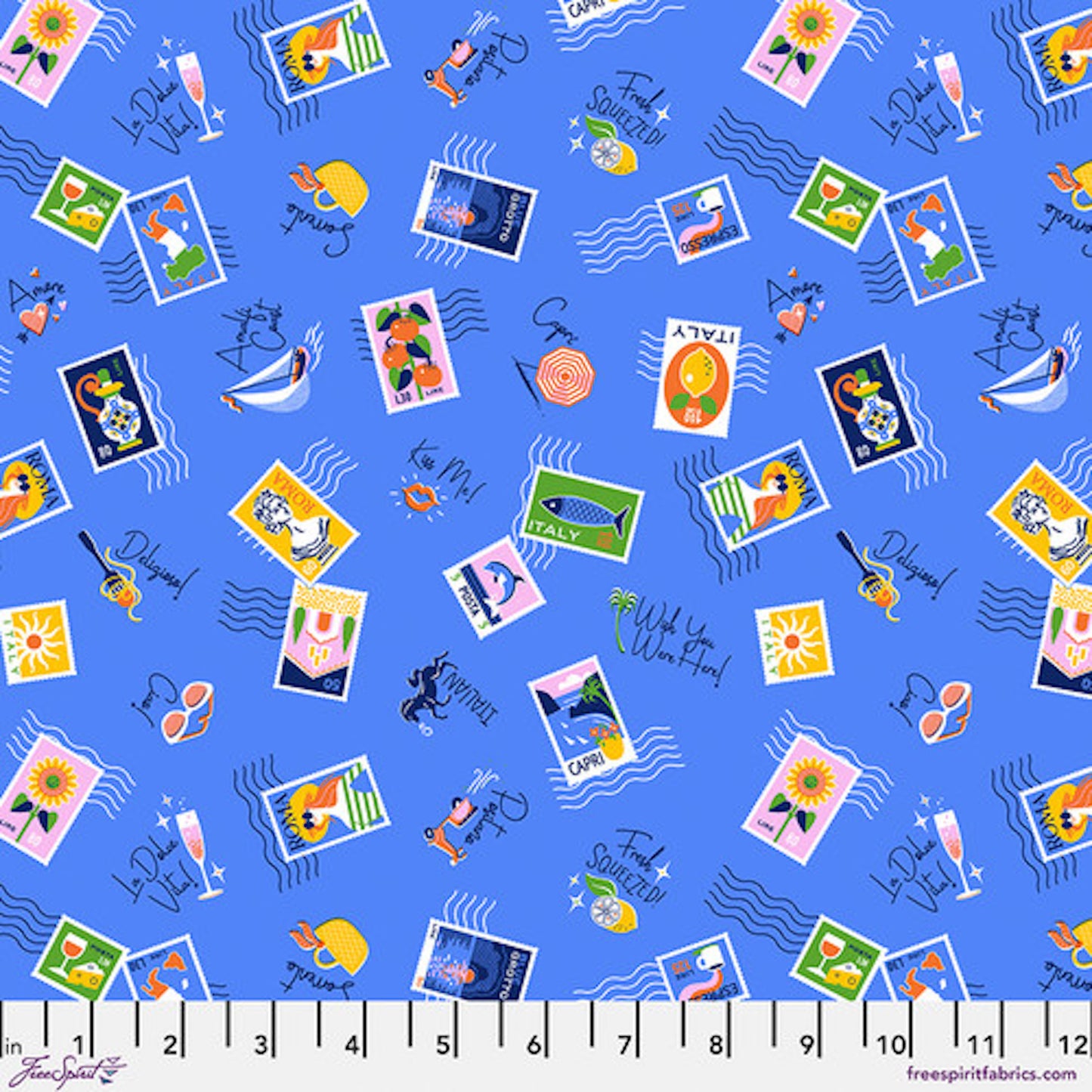 La Dolce Vita- Cornflower Ciao: Sold by the 1/2 yard.