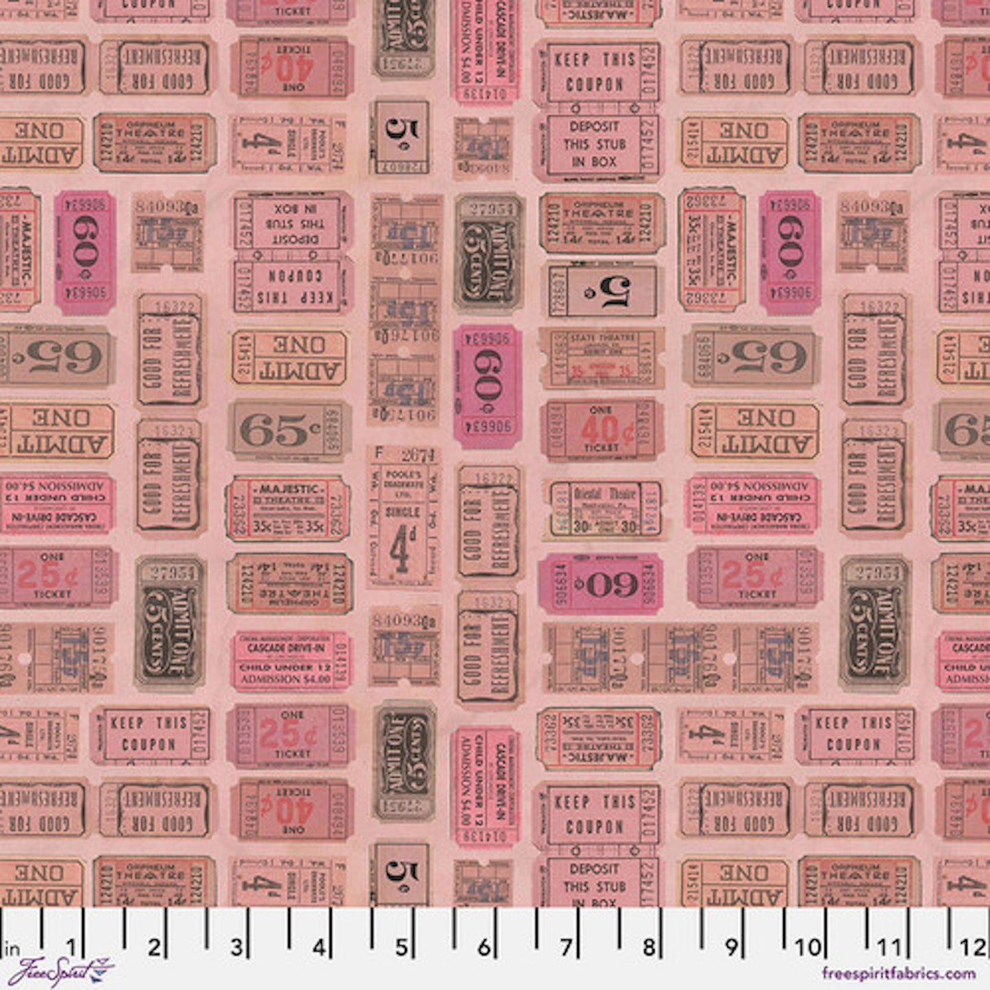 Tim Holtz Palette Program- Pink Tickets: Sold by the 1/2 yard