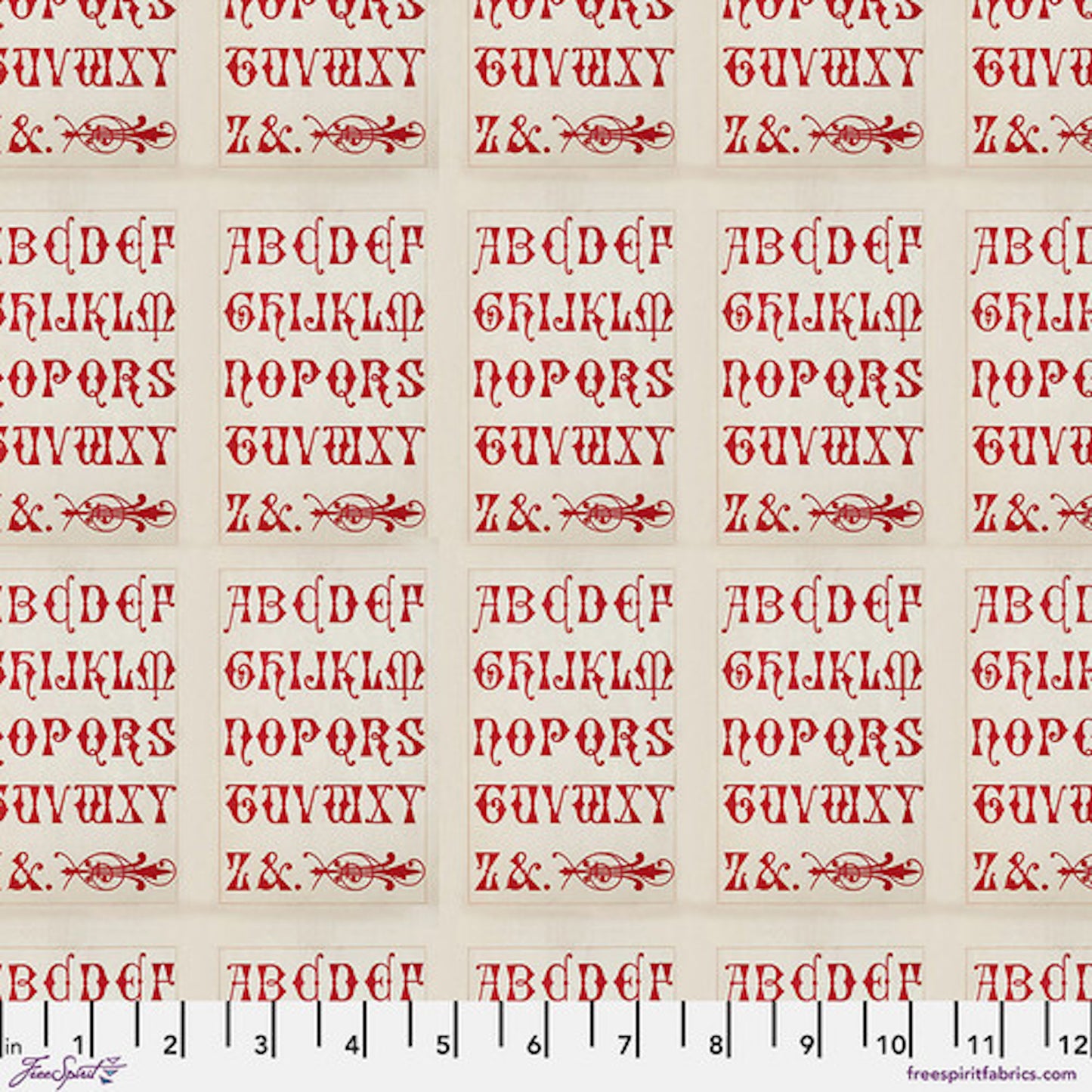Tim Holtz Palette Program- Red Typography: Sold by the 1/2 yard