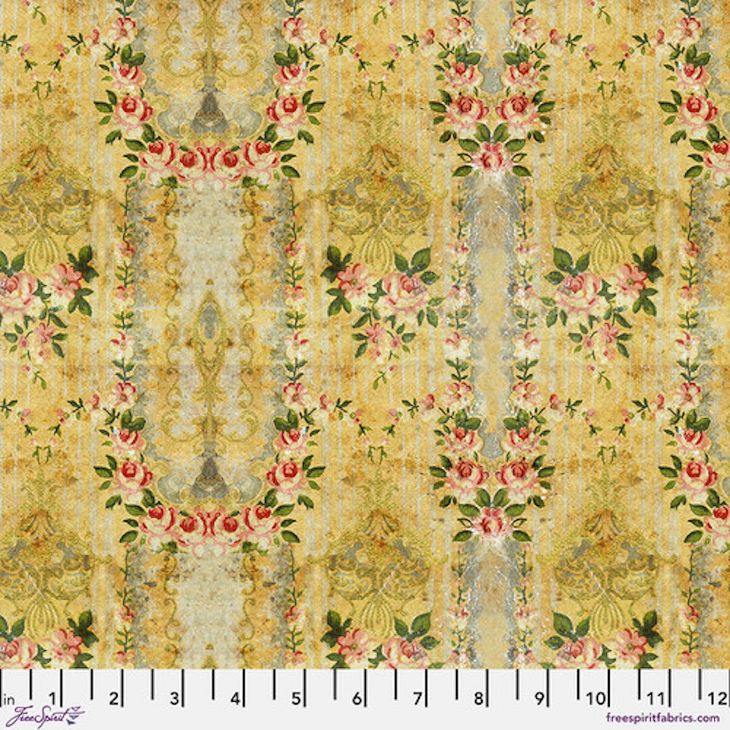 Tim Holtz Palette Program- Yellow Wallpaper: Sold by the 1/2 yard
