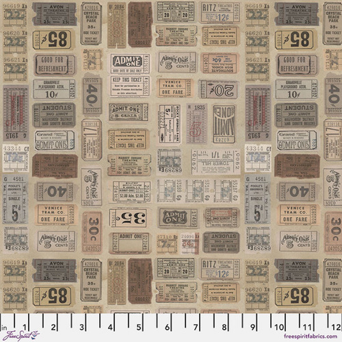 Tim Holtz Palette Program- Neutral Tickets: Sold by the 1/2 yard