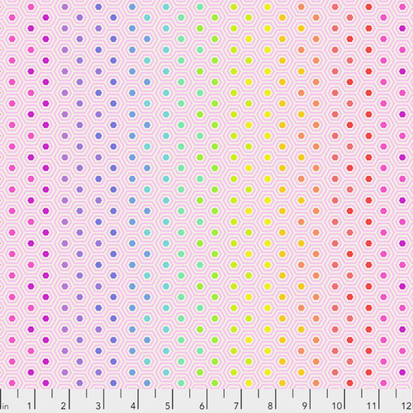 Tula Pink True Color's- Shell Hexy Rainbow: Sold by the 1/2 yard