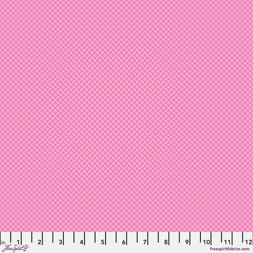 Tula Pink True Colors: Bubblegum On the Grid: Sold by the 1/2 yard.