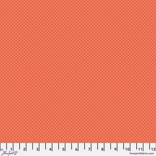 Tula Pink True Colors: Salmon On the Grid: Sold by the 1/2 yard.