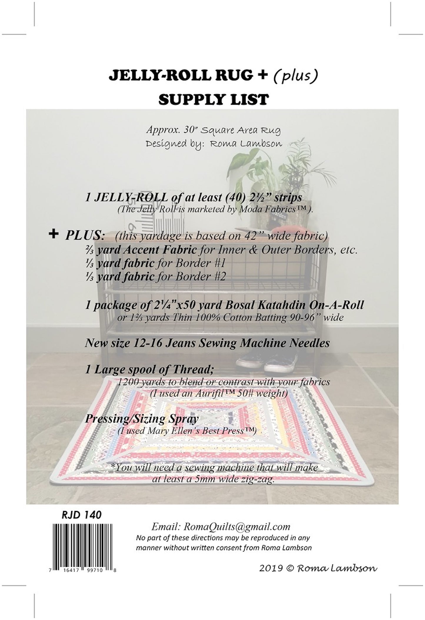 Jelly Roll Rug+ Pattern