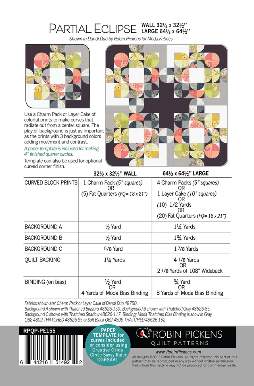 Partial Eclipse Quilt Pattern