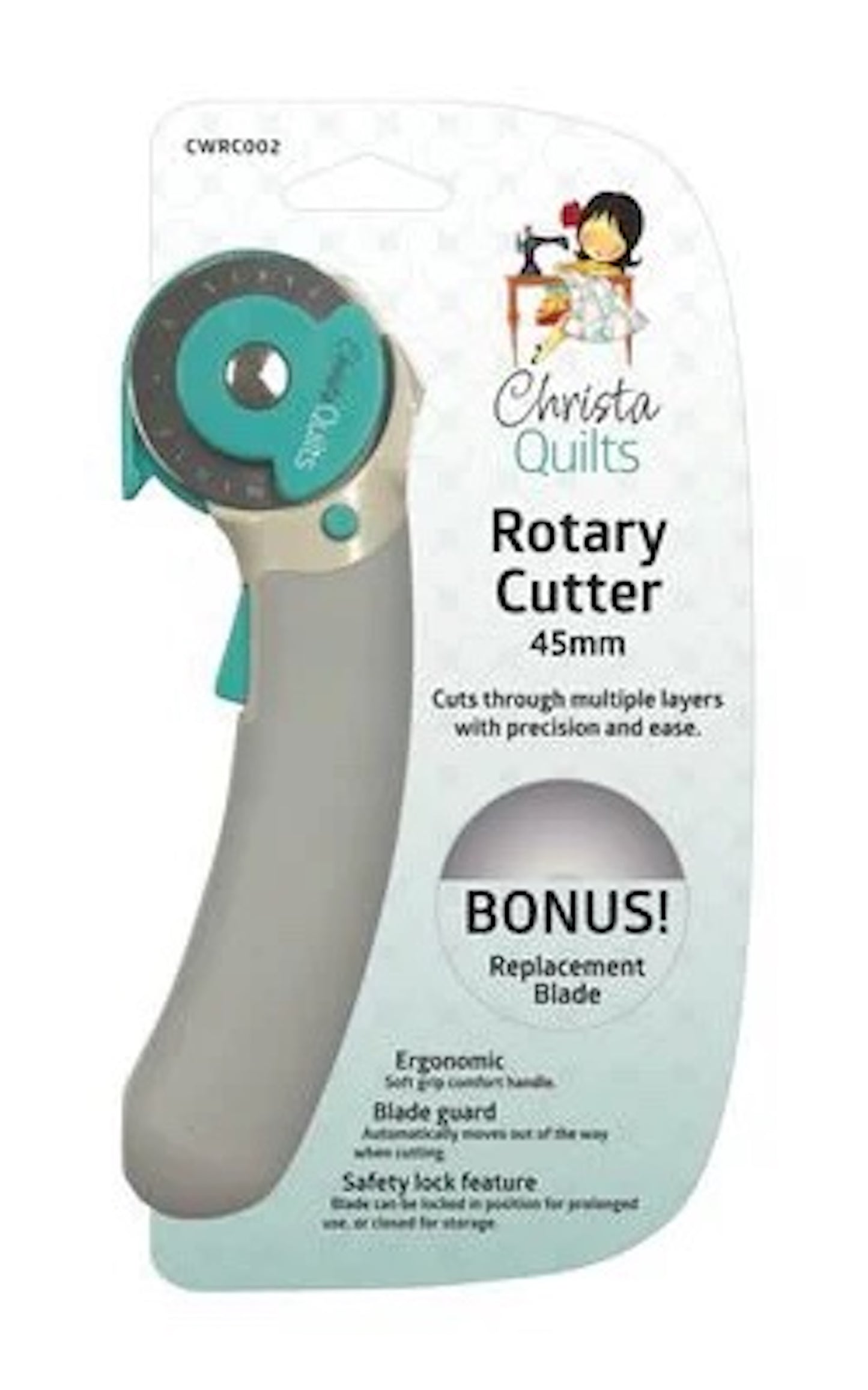 Christa Quilts- 45MM Rotary Cutter with BONUS Replacement Blade