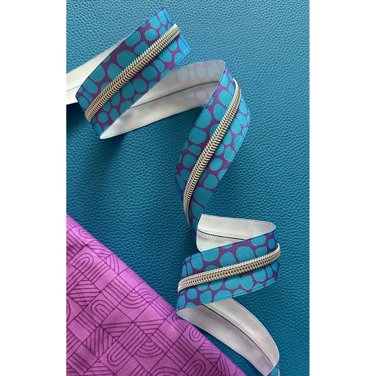 Zipper Tape- Blue/Purple Pebble, 3 yards