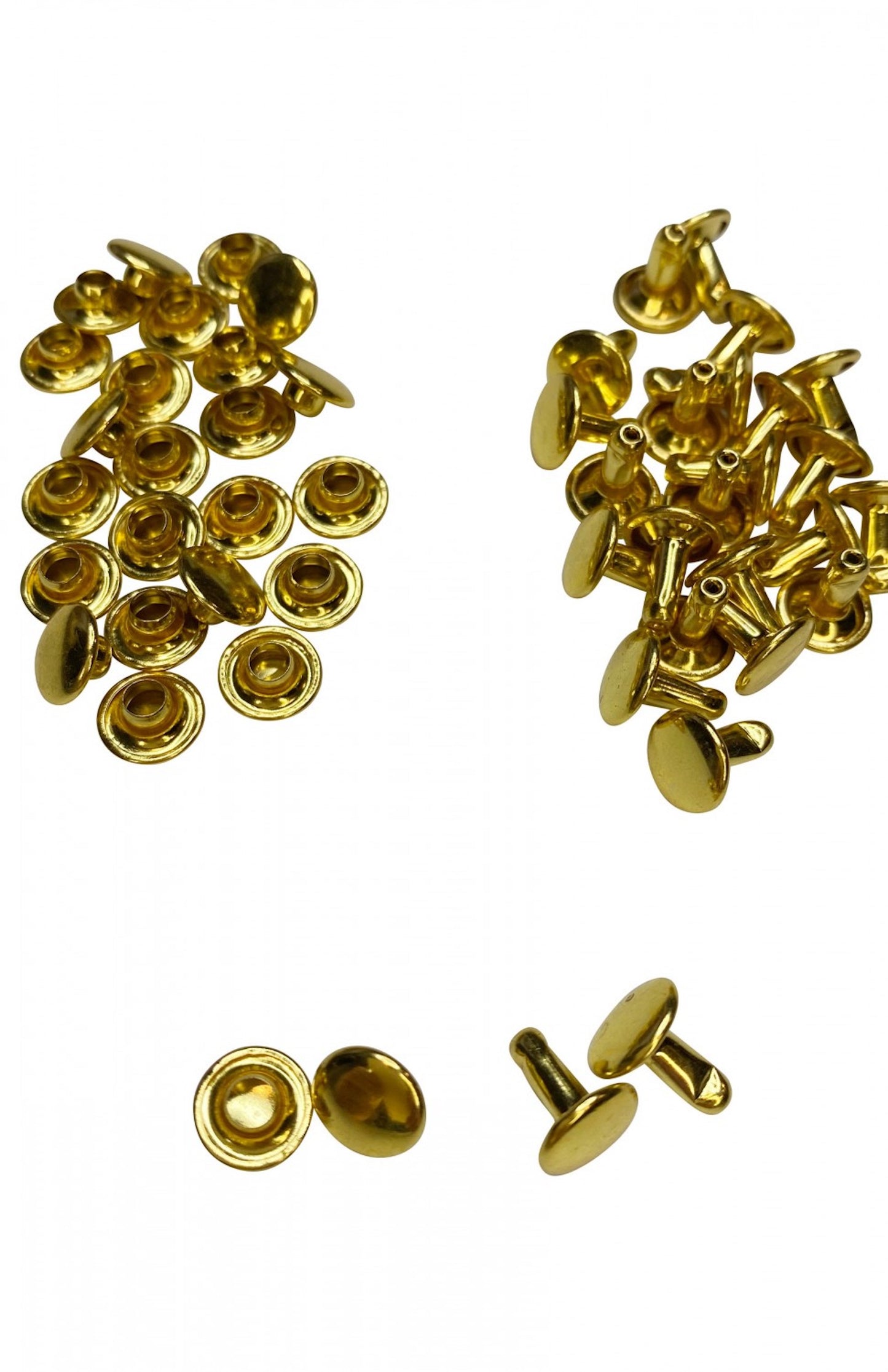 Double Cap Rivets- Gold: 25pcs