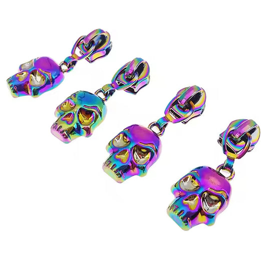 Iridescent Skull Zipper Pulls: Pack of 4