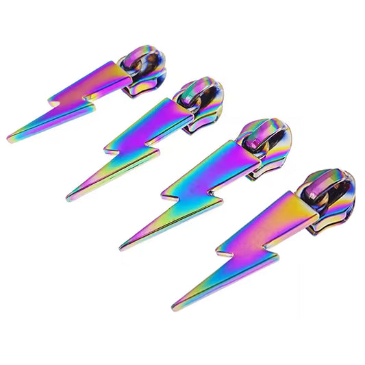 Iridescent Lightning Bolt Zipper Pulls: Pack of 4