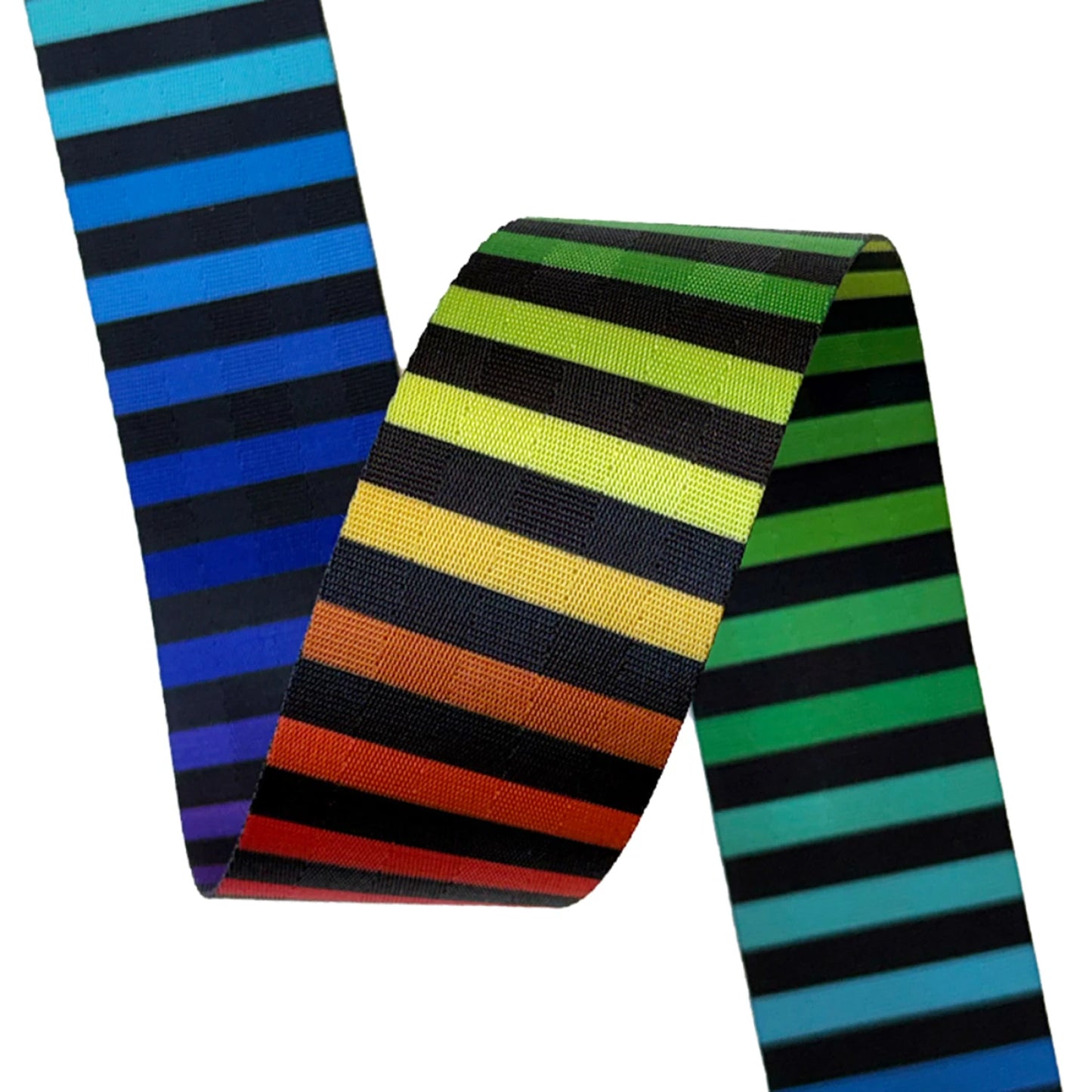 2" Black/Rainbow Striped Webbing: Sold By the Yard