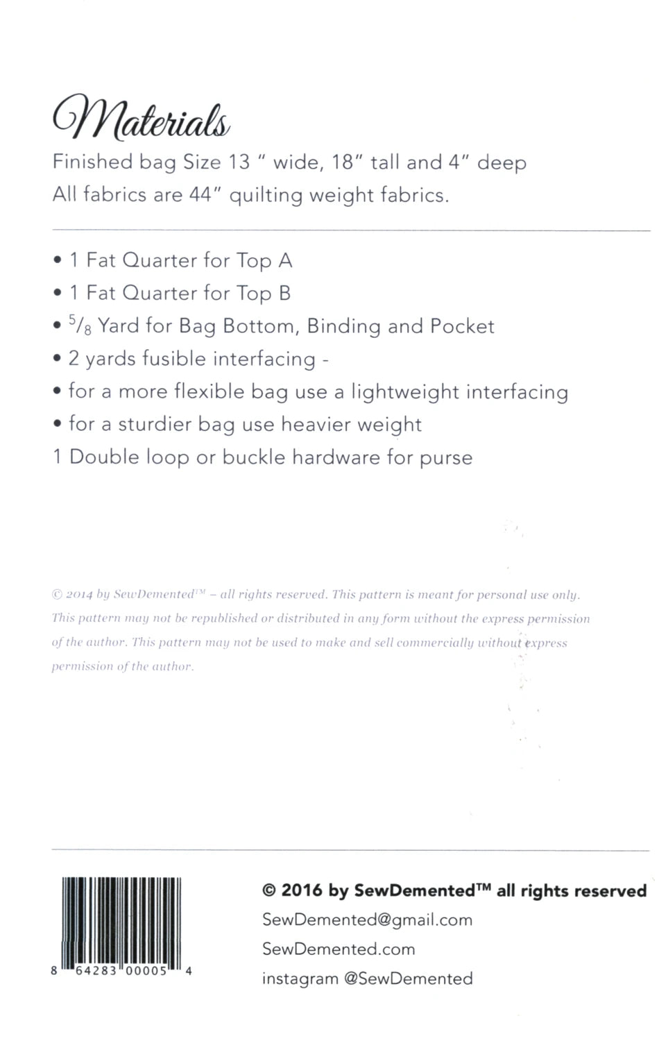 Sew Square Bag Pattern