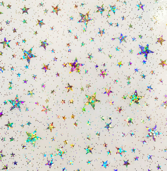 Vinyl- Clear with Glitter Stars: 18x26 Roll