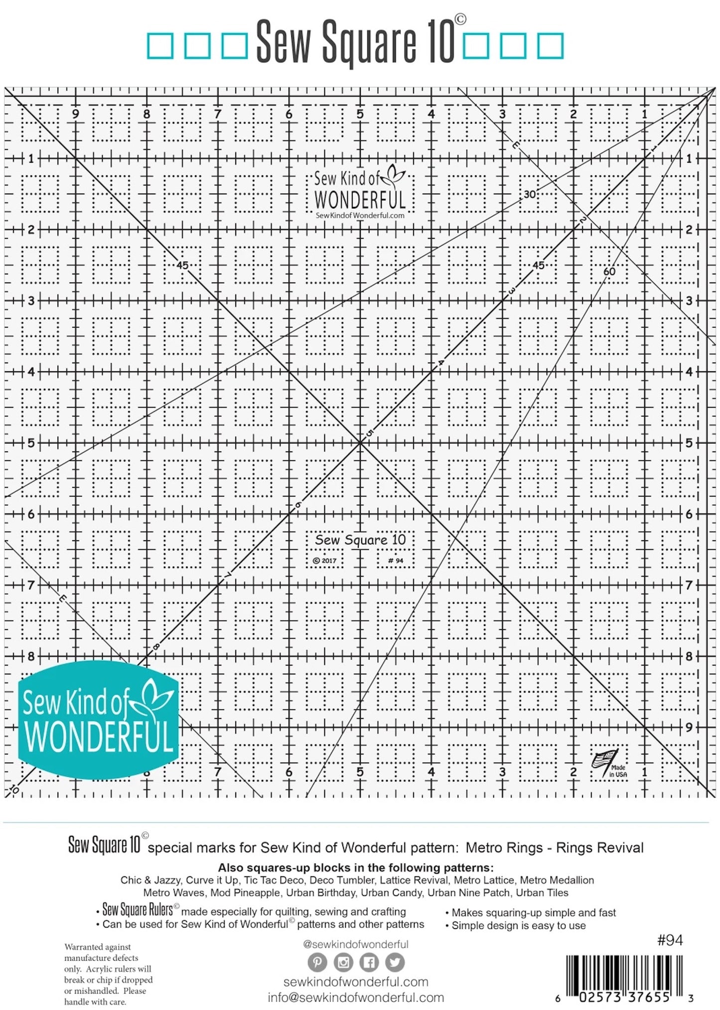 Sew Square 10 Ruler