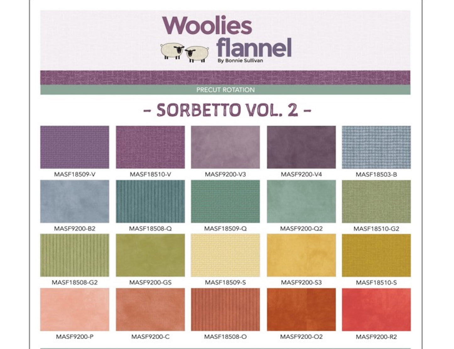 Woolies Flannel- Sorbetto Vol 2- 2.5" Strips; 40pc