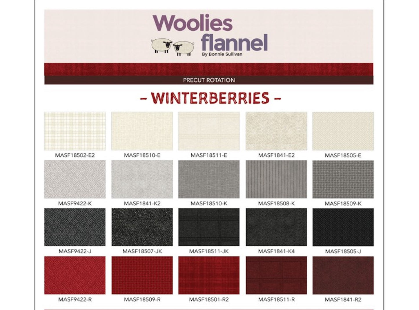 Woolies Flannel- Winterberries- 2.5" Strips; 40pc