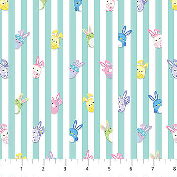 Squishmallows Springtime- Teal Stripe: Sold by the 1/2 yard
